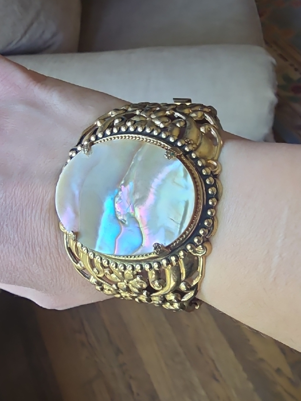 Vintage Victorian Revival hinged cuff bracelet